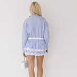 Ava Ruffle Skirt Mini Dress - Blue/White