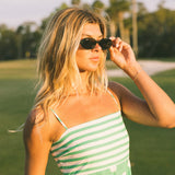 Zara Polka Dot Maxi Dress - White/Green