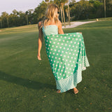 Zara Polka Dot Maxi Dress - White/Green