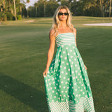 Zara Polka Dot Maxi Dress - White/Green