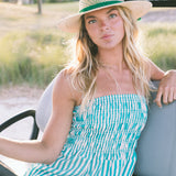 Camellia Striped Maxi Dress - Green/White Stripes