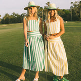 Augusta Green Striped Skirt Set - Green/White