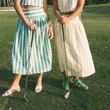 Augusta Green Striped Skirt Set - Green/White