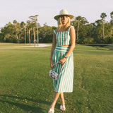 Augusta Green Striped Skirt Set - Green/White