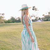Augusta Green Striped Skirt Set - Green/White