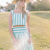 Augusta Green Striped Skirt Set - Green/White