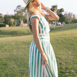 Augusta Green Striped Skirt Set - Green/White