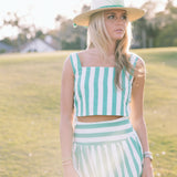 Augusta Green Striped Skirt Set - Green/White