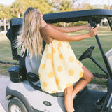 Golden Mini Bubble Dress - Yellow Polka Dots