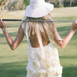 Alister Mini Backless Dress - Yellow/White Pinstripe
