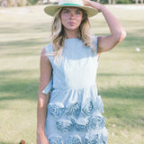 Flowering Mini Backless Dress - Green/White Pinstripe