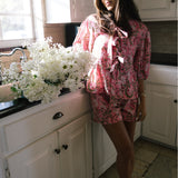 Sally Tie Front and Shorts Set - Pink