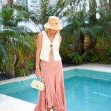 Maggie Stripe Maxi Skirt - Peach