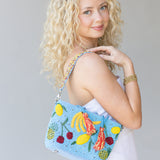 Lush Fruits Beaded Bucket Bag