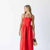 Bianca Drop Waist Detail Maxi Dress - Red