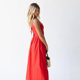 Bianca Drop Waist Detail Maxi Dress - Red
