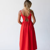 Bianca Drop Waist Detail Maxi Dress - Red