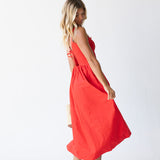 Bianca Drop Waist Detail Maxi Dress - Red