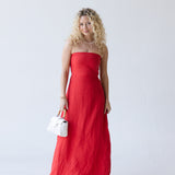 Hattie Strapless Maxi Dress - Red