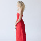 Hattie Strapless Maxi Dress - Red