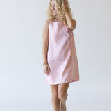 Autumn Scallop Button Detail Mini Dress - Lt Rose