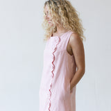 Autumn Scallop Button Detail Mini Dress - Lt Rose