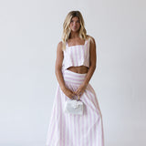 Grace Stripe Skirt - Pink/Off White