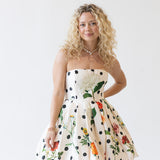 Rena Bubble Hem Floral Dot Print Mini Dress - Ivory Multi