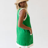 Lily Mini Dress - Green/Off White