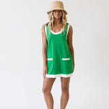 Lily Mini Dress - Green/Off White