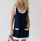 Gia Mini Dress - Navy/Off White