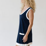 Gia Mini Dress - Navy/Off White