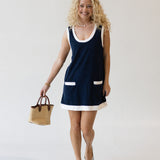 Gia Mini Dress - Navy/Off White