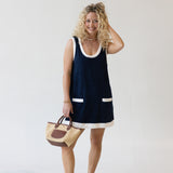Gia Mini Dress - Navy/Off White