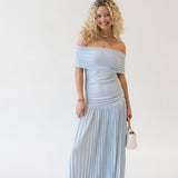 Sara Strapless Drop Waist Maxi Dress - Blue