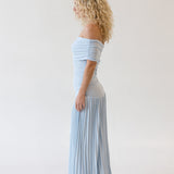 Sara Strapless Drop Waist Maxi Dress - Blue