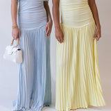 Sara Strapless Drop Waist Maxi Dress - Blue