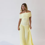 Mabel Strapless Drop Waist Maxi Dress - Butter