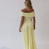 Mabel Strapless Drop Waist Maxi Dress - Butter