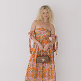 Ruby Strapless Midi Dress - Pink/Orange