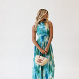 Wren High Neck Midi Dress - Blue