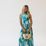 Wren High Neck Midi Dress - Blue