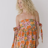 Ruby Strapless Midi Dress - Pink/Orange