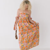 Ruby Strapless Midi Dress - Pink/Orange