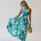Wren High Neck Midi Dress - Blue