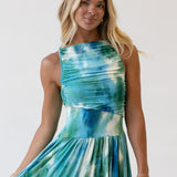 Wren High Neck Midi Dress - Blue