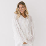 Nova Long Sleeve Ruffle Blouse - White