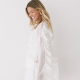 Nova Long Sleeve Ruffle Blouse - White
