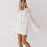 Nova Long Sleeve Ruffle Blouse - White