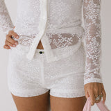 Tess Lace Mini Shorts - Off White